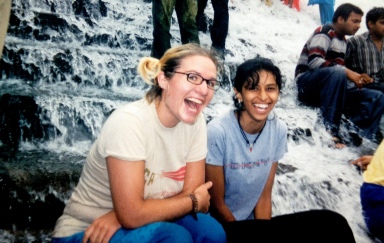 Cheyenne and Sneha at Bhushi dam falls